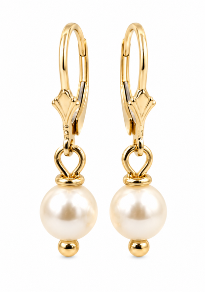 Kaedesigns 9ct 9k 375 Yellow, Rose or White Gold 6mm White Pearl Continental Clip Earrings