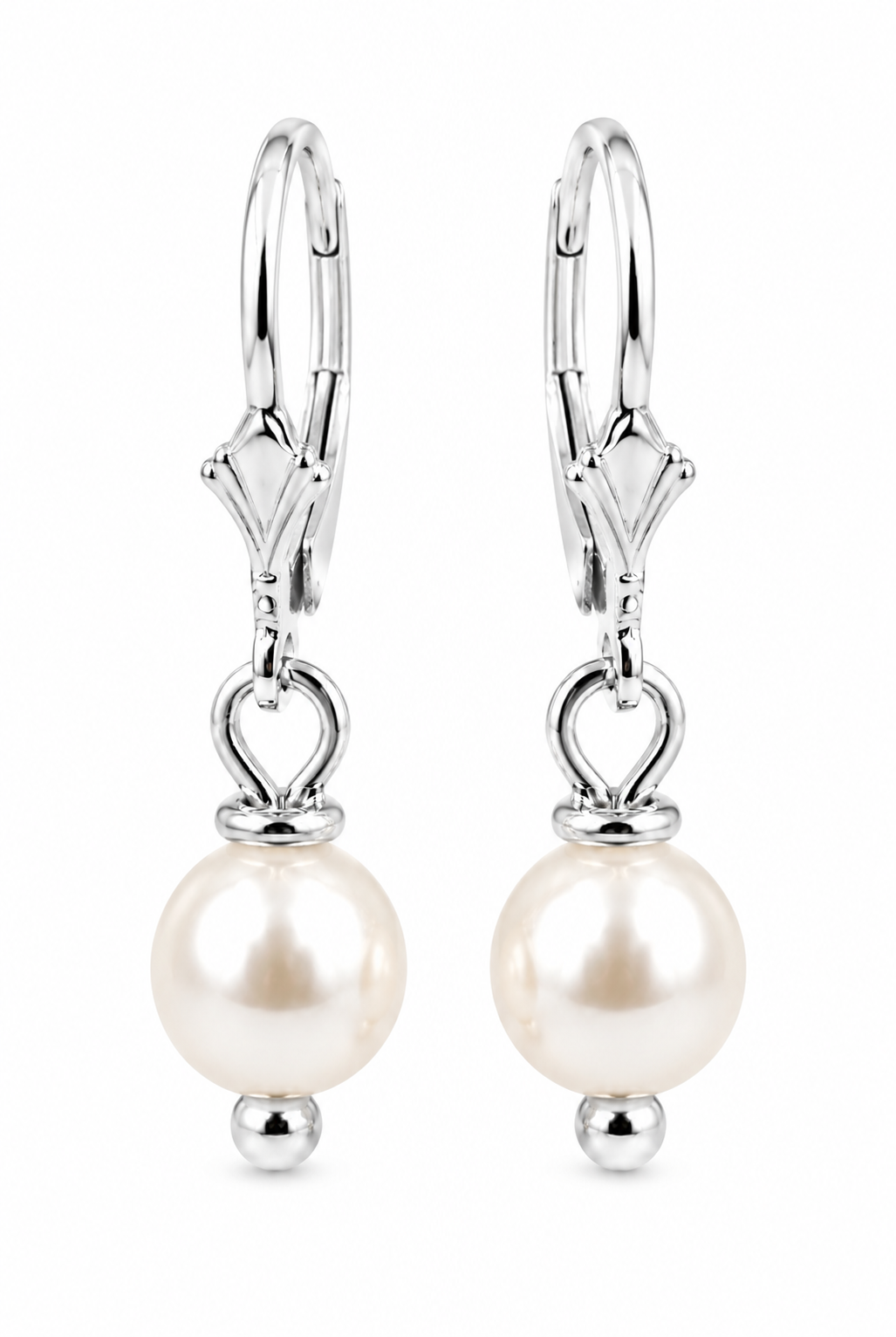 Kaedesigns 9ct 9k 375 Yellow, Rose or White Gold 6mm White Pearl Continental Clip Earrings