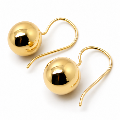Kaedesigns Genuine 9ct 9k 375 Yellow, Rose or White Gold 12mm Euro Ball Drop Earrings