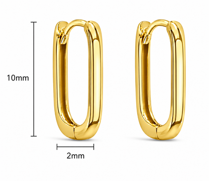 Handmade Genuine 9ct 9K 375 Yellow, Rose or White Gold Paper Clip Huggie 8mm or 10mm Long Earrings