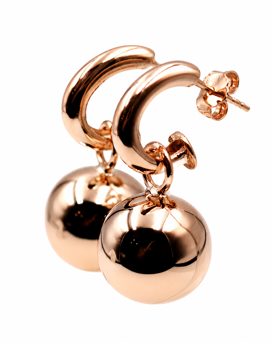 Kaedesigns Genuine Heavy 9ct 9kt 375 Yellow, Rose or White Gold 14mm Belcher Ball Drop Earrings