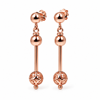 Genuine 9ct 9k 375 Yellow, Rose or White Gold Spinning 6mm Plain + 8mm Filigree Ball Stud Earrings
