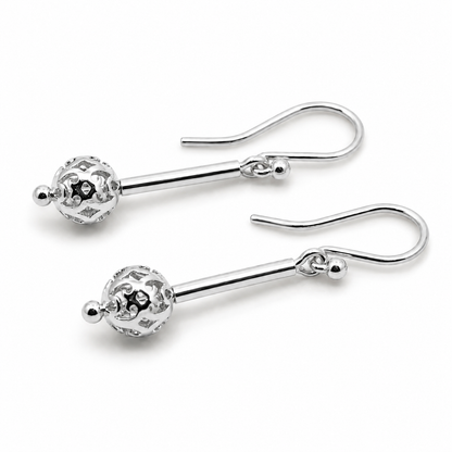 Genuine 9ct 9k 375 Yellow, Rose or White Gold 8mm Filigree Ball Hook Earrings