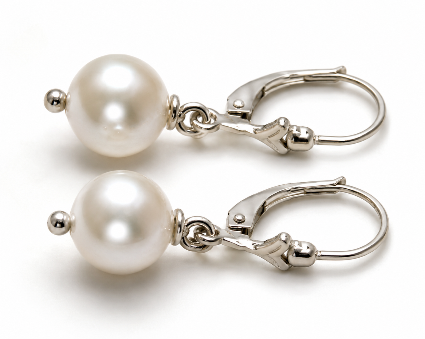 Genuine 9ct 9kt 375 Yellow, Rose or White Gold 8mm White Pearl Continental Clip Earrings