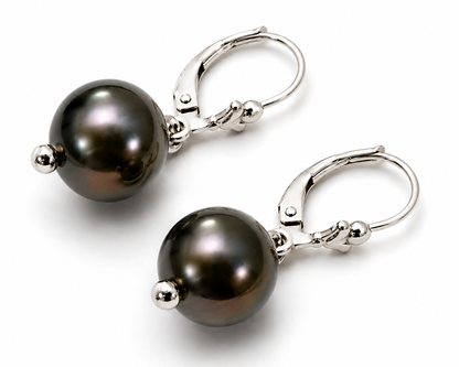 Genuine 9ct 9kt 375 Yellow, Rose or White  Gold 10mm Black Pearl Continental Clip Earrings