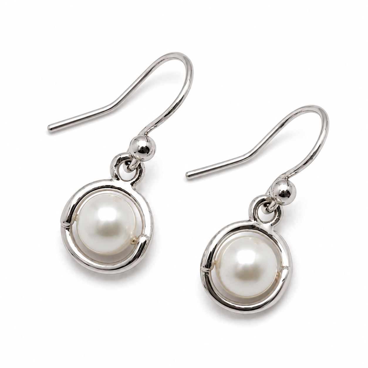 Kaedesigns Genuine 9ct 9k 375 Yellow, Rose or White Gold 7.6mm White Pearl Belcher Hook Earrings