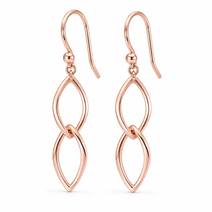 Genuine 9ct 9k 375 Yellow, Rose Or White Gold Dangle Link Drop Earrings