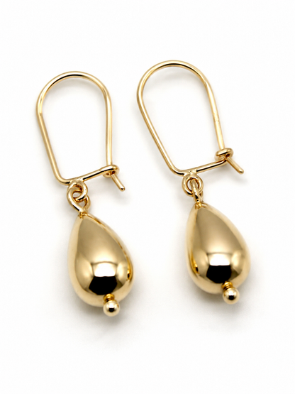 Genuine 9ct 9kt 375 Solid Yellow, Rose or White Gold Teardrop Continental Hook Earrings