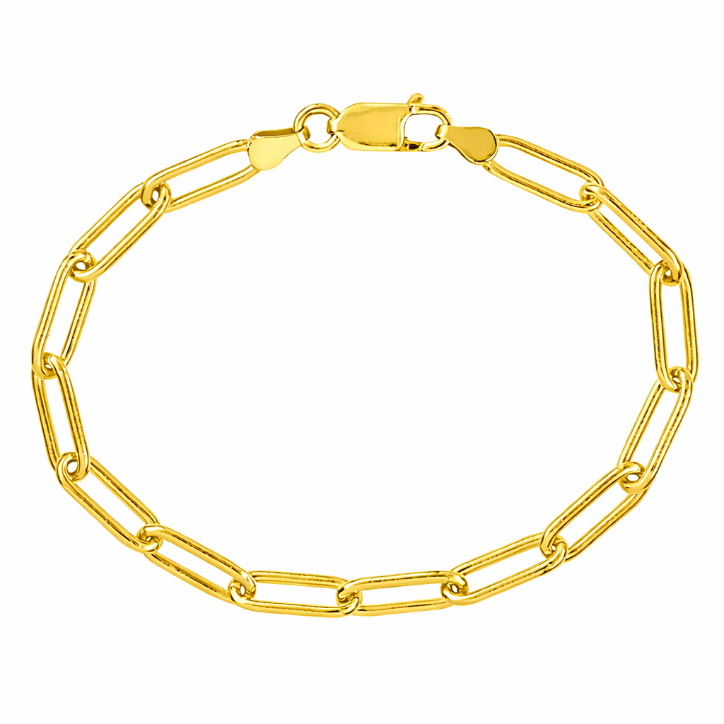 Genuine 925 Sterling Silver or Sterling Silver (yellow gold plated) Paperclip 21cm Bracelet