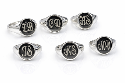 Genuine Heavy Solid Sterling Silver 925 Oval Men Signet Ring With Two Initial