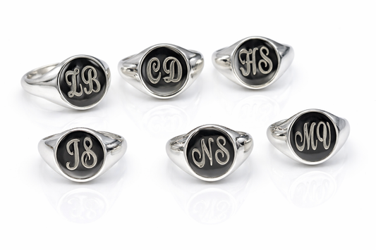 Genuine Heavy Solid Sterling Silver 925 Oval Men Signet Ring With Two Initial