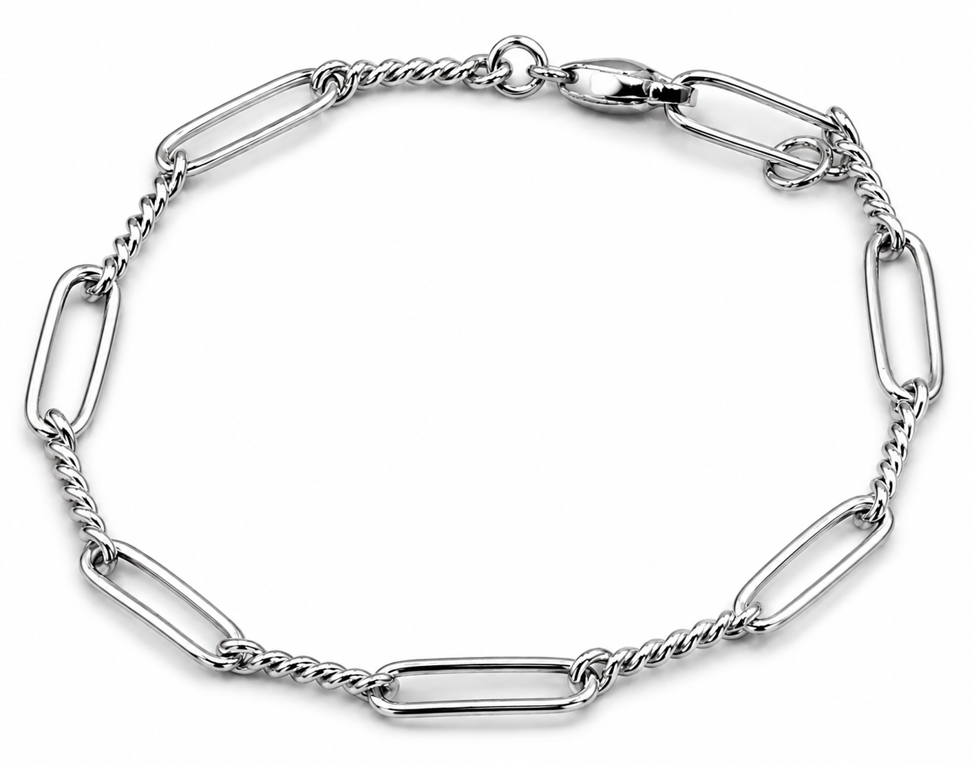 Genuine Handmade 19cm 9ct Yellow, Rose or White Gold Paper Clip Bracelet