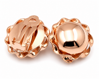 Kaedesigns Genuine 9ct 9k 375 Yellow, Rose Or White Gold Clip On 16mm Half Ball Earrings