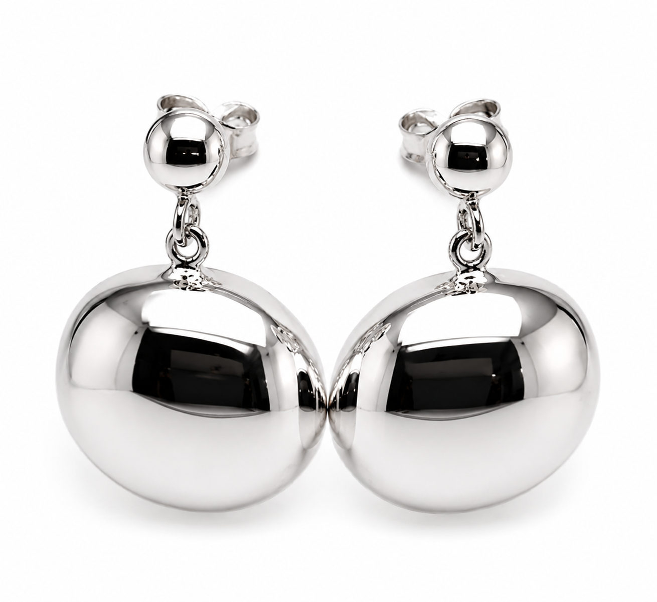 Genuine Very Large Size 9ct 9K Solid Yellow, Rose or White Gold Stud Half Oval Bubble Earrings