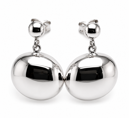 Genuine Very Large Size 9ct 9K Solid Yellow, Rose or White Gold Stud Half Oval Bubble Earrings