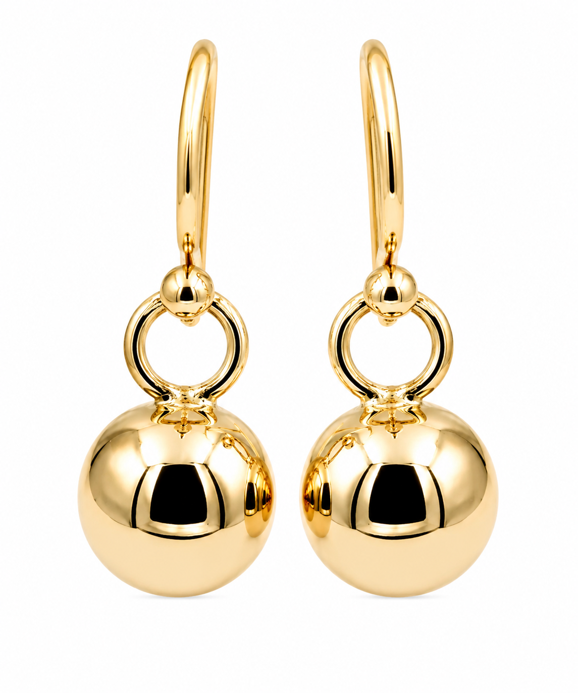 Kaedesigns New 9ct Yellow, Rose or White Gold 10mm Euro Ball Drop Earrings