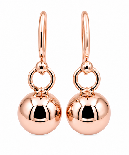 Kaedesigns New 9ct Yellow, Rose or White Gold 10mm Euro Ball Drop Earrings