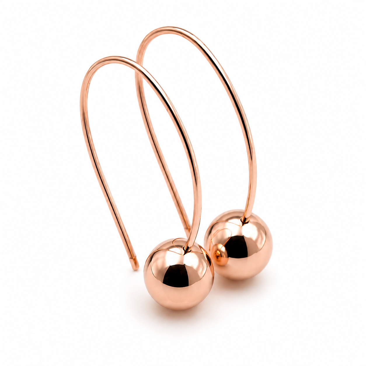 Genuine Large Hooks 9ct 9k 375 Yellow, Rose or White Gold 10mm Euro Ball Drop Earrings