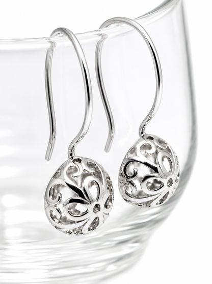 Kaedesigns New 9ct Yellow, Rose or White Gold 10mm Half Ball Hook Filigree Earrings