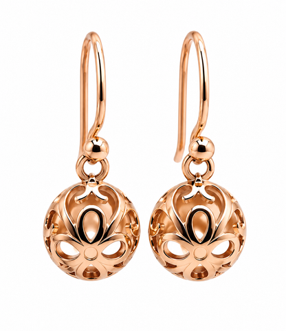Genuine New 9ct Yellow, Rose or White Gold 10mm Half Ball Hook Filigree Earrings