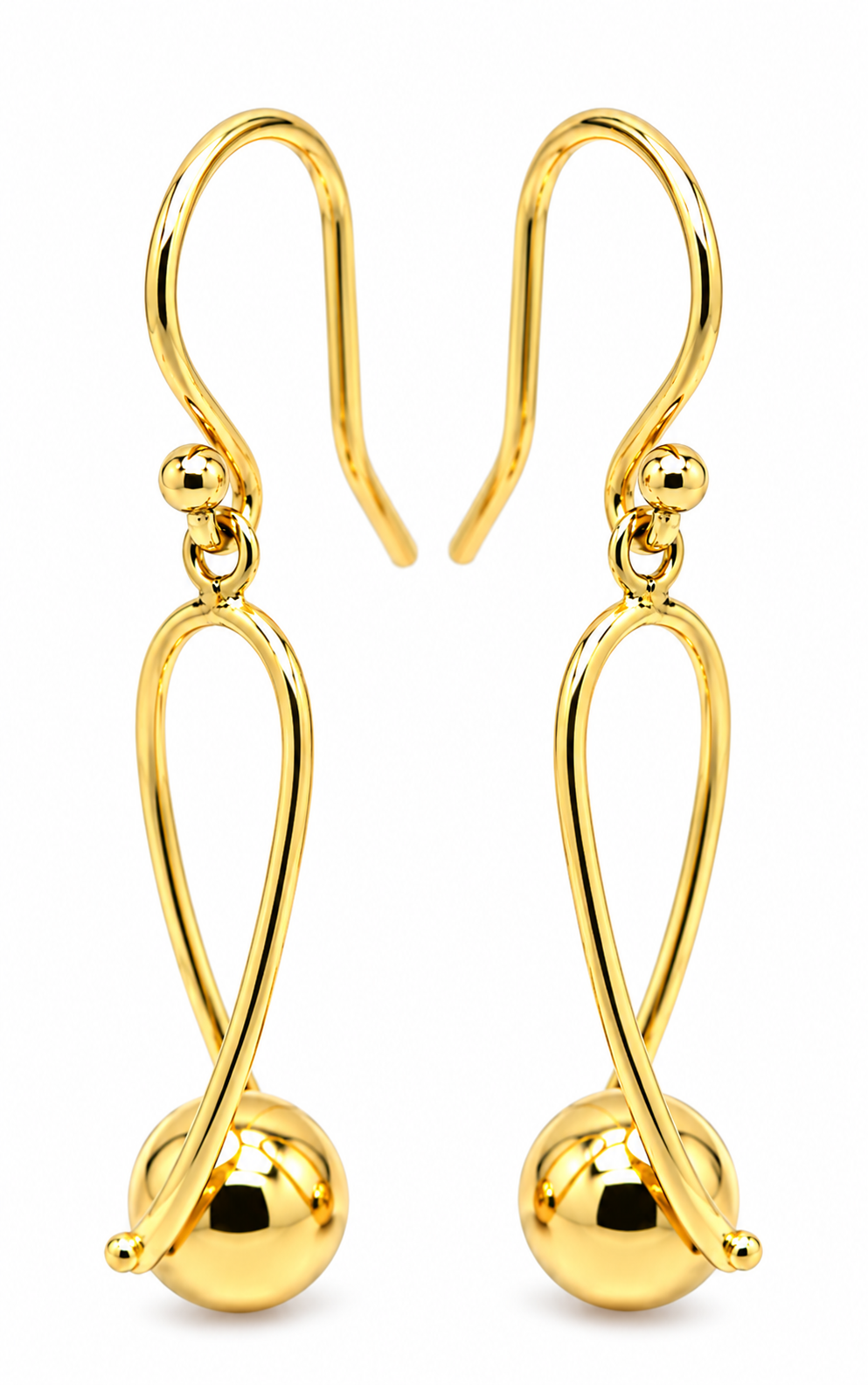 Kaedesigns, 9ct Yellow Or White Or Rose Gold  Hook Gold 8mm Ball Drop Earring