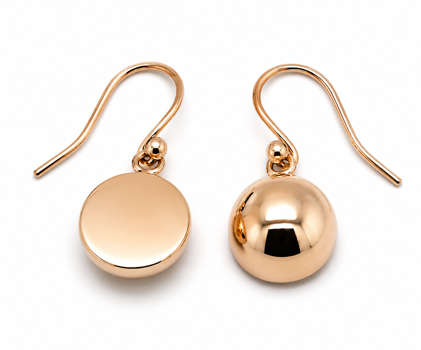 Genuine 9kt 9ct 375 Solid Yellow, Rose & White Gold 12mm Half Plain Ball Earrings