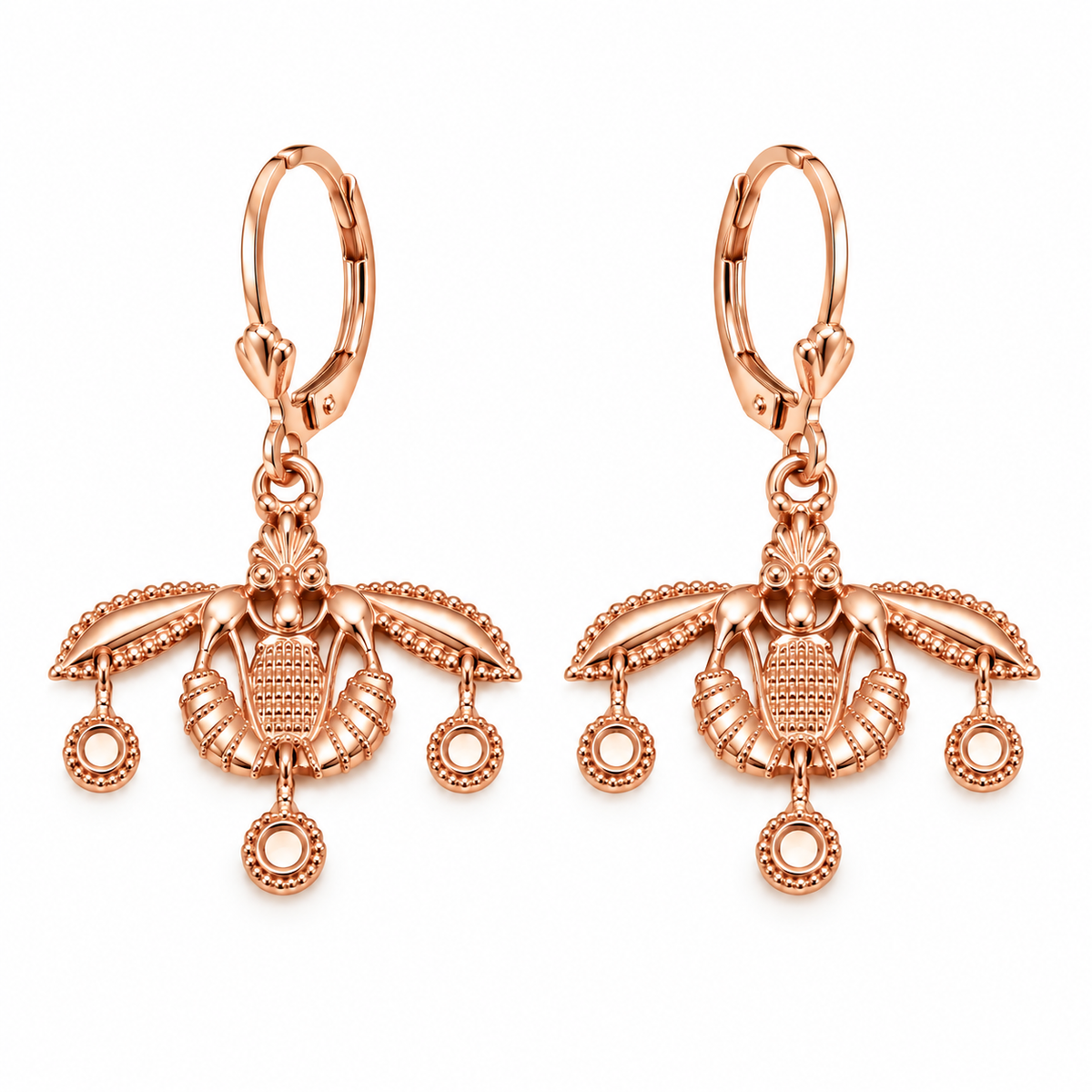 Genuine 9ct 9k 375 Yellow, Rose or White Gold Ancient Minoan Greek Crete Malia Bees Earrings with Hooks