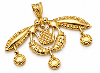 Genuine 9ct 9k 375 Yellow, Rose or White Gold Ancient Minoan Greek Crete Malia Bees Pendant