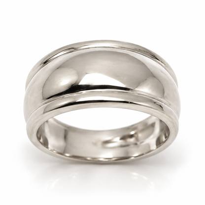 Genuine 9ct 9kt 375 Solid 10mm Yellow, Rose or White Gold Ridged Heavy Dome Ring - Choose your ring size H to P