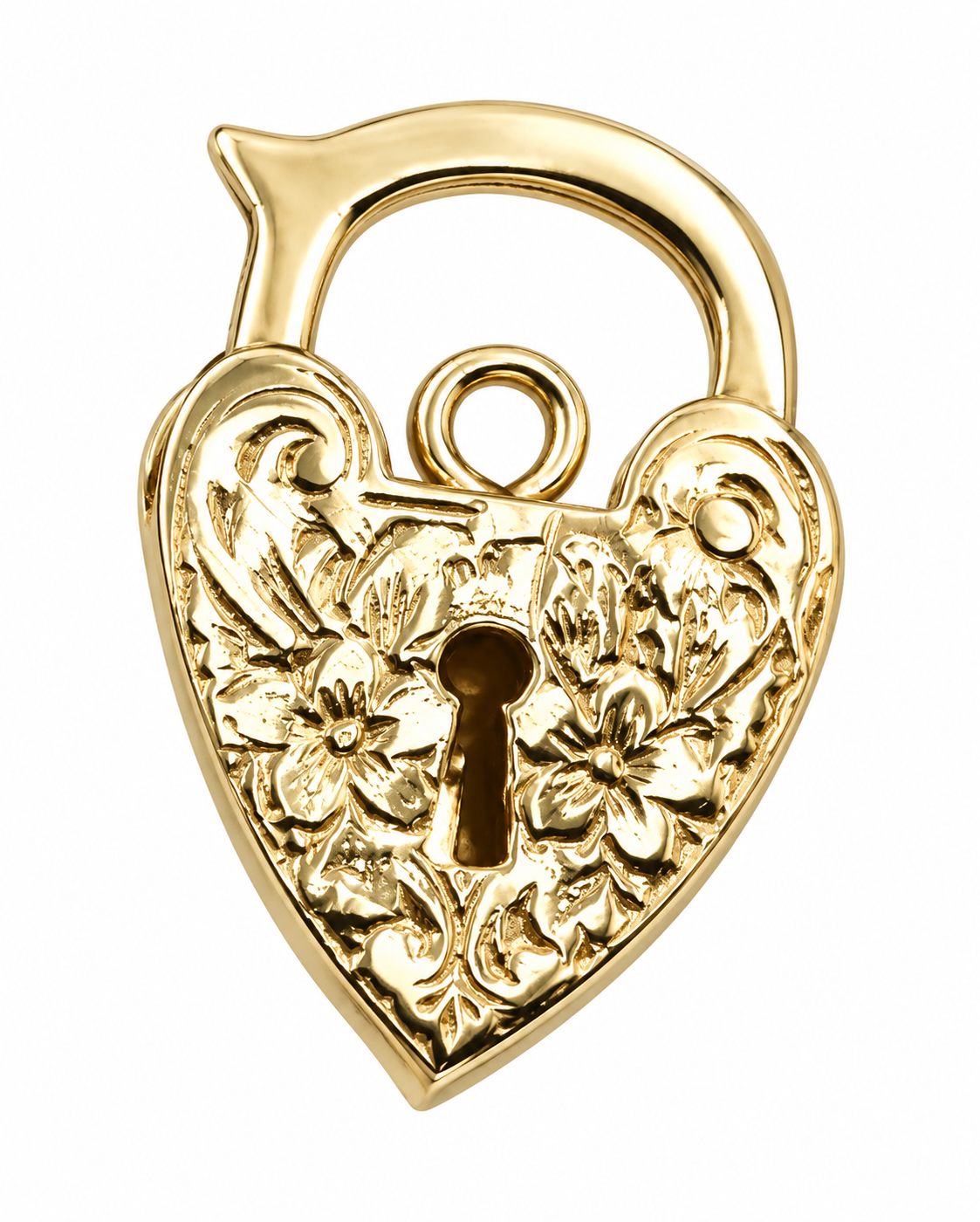 14x20mm 9ct 9K 375 Yellow, Rose or White Gold Filigree Flower Heart Pendant Padlock