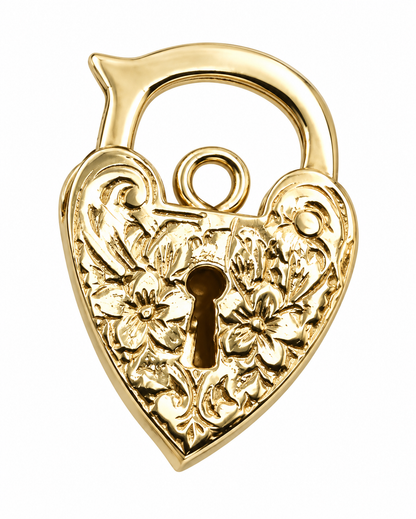 14x20mm 9ct 9K 375 Yellow, Rose or White Gold Filigree Flower Heart Pendant Padlock