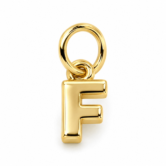 Genuine 9ct 9kt 375 Tiny Very Small Yellow, Rose or White Gold Initial Pendant Charm F