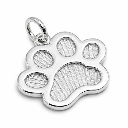 Genuine Sterling Silver 925 Large Dog Animal Paw Print Pendant + engraving of your dogs name