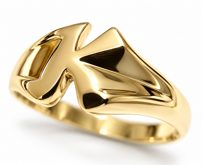 Genuine Solid 9ct 9K Yellow Or Rose Or White Gold 375 Large Initial Ring K