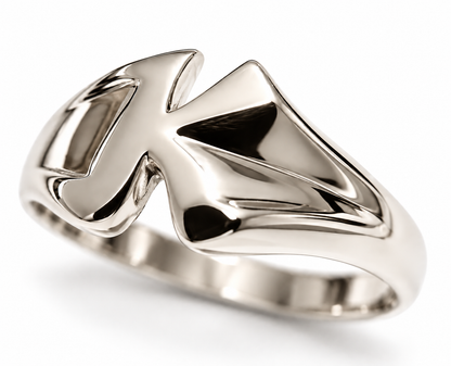 Genuine Solid 9ct 9K Yellow Or Rose Or White Gold 375 Large Initial Ring K