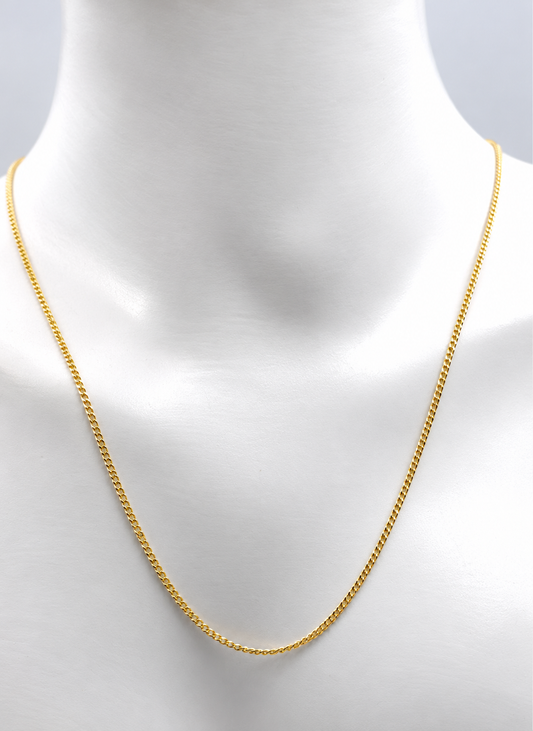 Sterling Silver 925 Yellow Gold Triple Plated 45cm Diamond Cut Curb Chain Necklace 1.8mm