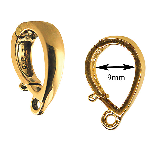 Sterling Silver 925 or 9ct Yellow Gold Enhancer Bail Clasp + Jump Ring 17mm x 11mm