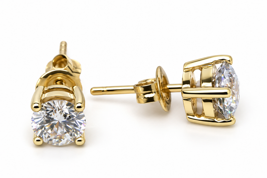 9ct Yellow Gold 6mm Round Cubic Zirconia Stud Earrings
