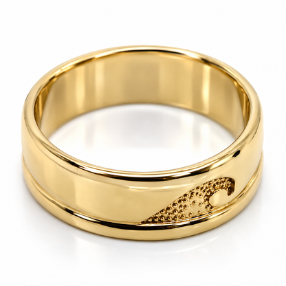 Solid 9ct 9k 375 Gold Surf Wave Ring – 8mm | Yellow, Rose or White Gold - Ring sizes H to P