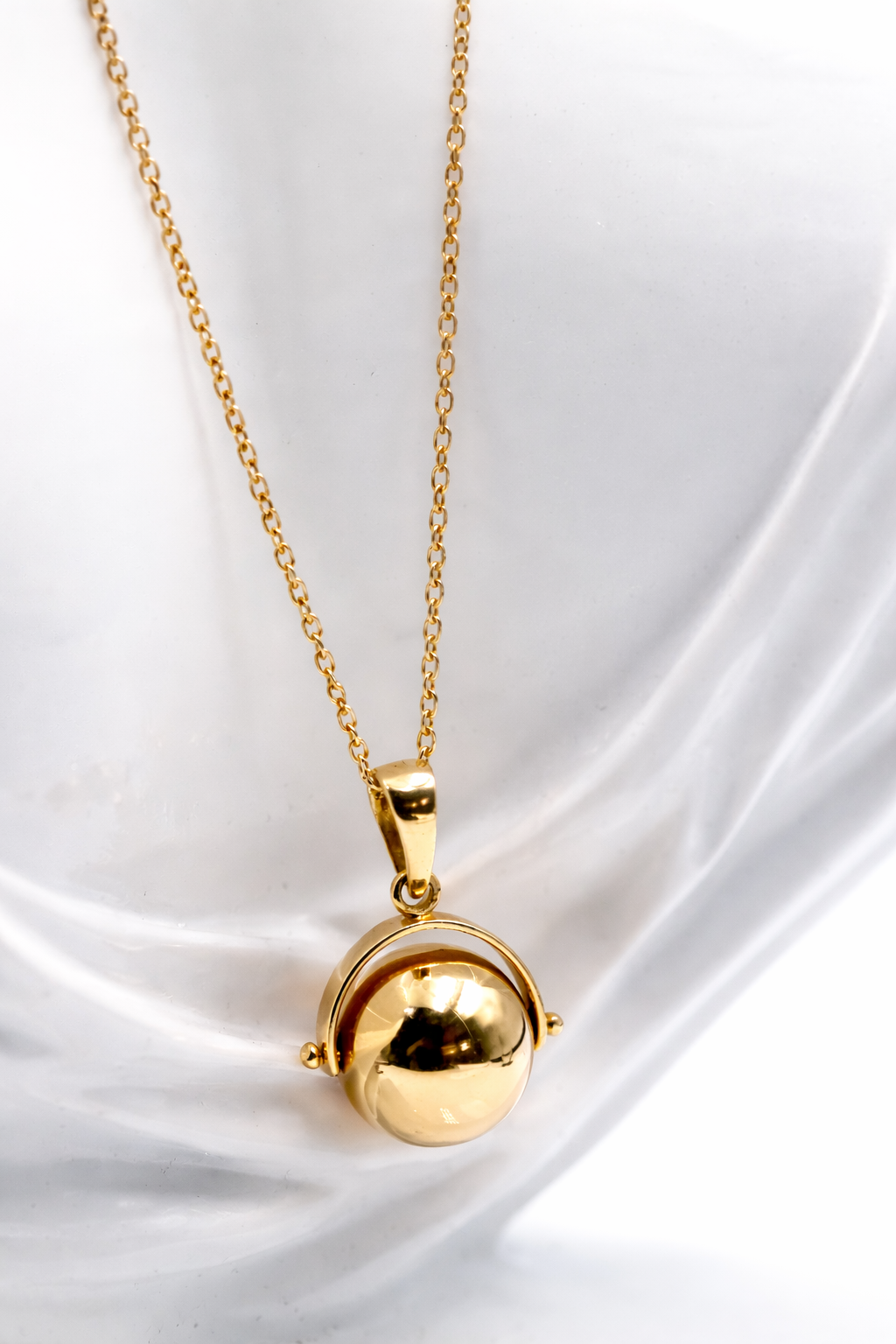 Genuine 9ct 9k Yellow or Rose Gold 65cm Cable Necklace Chain + Spinner Pendant