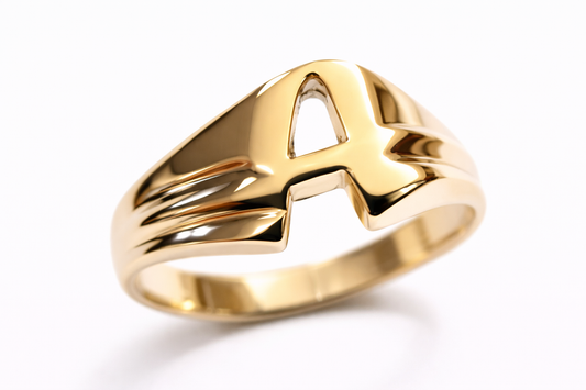 Genuine, Solid 9ct 9k Yellow Or Rose Or White Gold 375 Large Initial Ring A