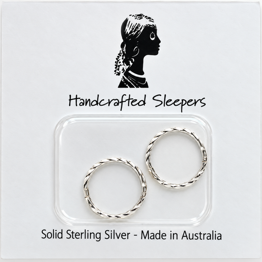 Genuine Sterling Silver Sleepers Twist Hinged Earrings 14mm