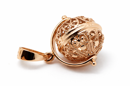 Genuine 9ct Yellow Gold Or White Gold Or Rose Gold 16mm Filigree Ball Spinner Pendant