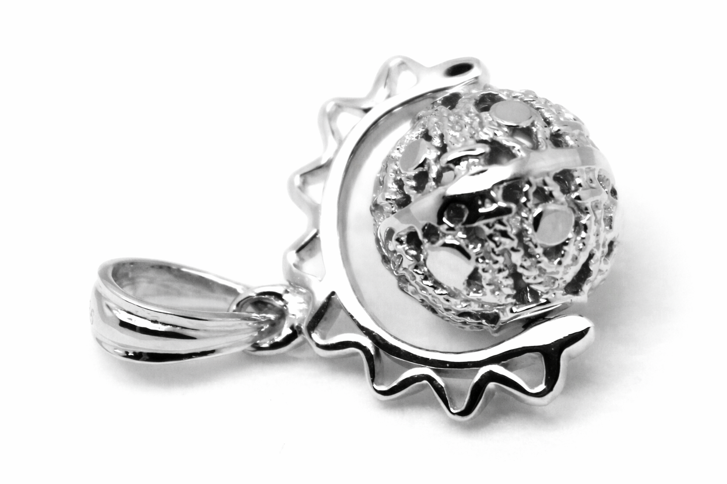 Genuine 9k 9ct Solid Yellow, Rose Or White Gold Filigree 10mm Ball Spinner Pendant