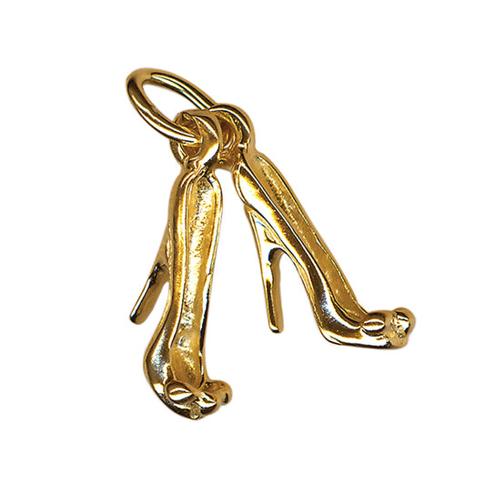 Genuine 9ct Yellow Gold 375 Pair High Heels Charm or Pendant charm + jump ring