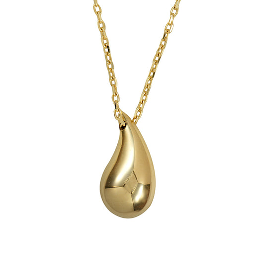 Genuine 9k 9ct Yellow Gold Teardop Pendant with Diamond Cut Cable Chain 50cm