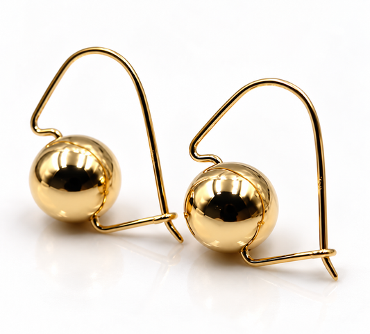 Genuine 18ct 18k 750 Yellow, Rose or White Gold 12mm Ball Drop Earrings