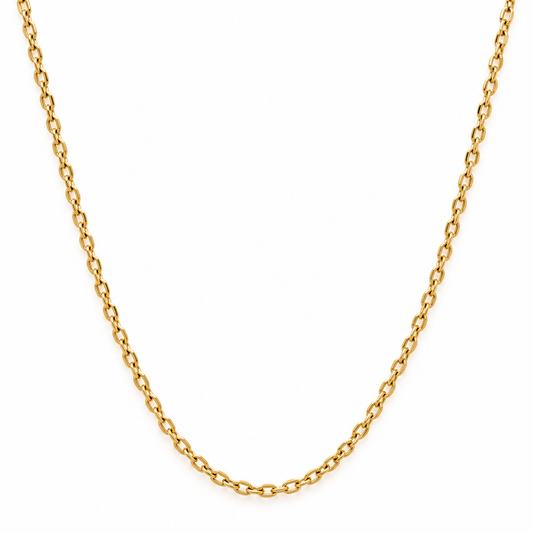 Genuine 18ct 18k 750 Yellow Gold Belcher Cable Chain Necklace – 1.3mm - Available lengths: 42cm, 45cm, 50cm, 55cm or 60cm