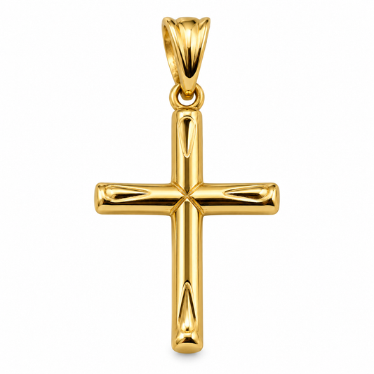 Small Hollow 14ct 14K Yellow Gold Cross Pendant
