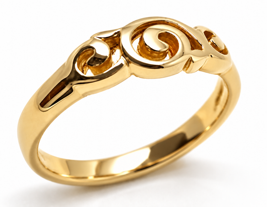 Kaedesigns 9ct 9kt 375 Yellow, Rose or White Gold 375 Fancy Swirl Ring - Choose your ring size H to P